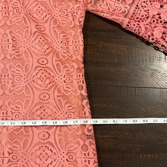 NWT Alfani Blush Pink Lace Midi Dress Bell Sleeve Wedding Guest Size M - Picture 8 of 8